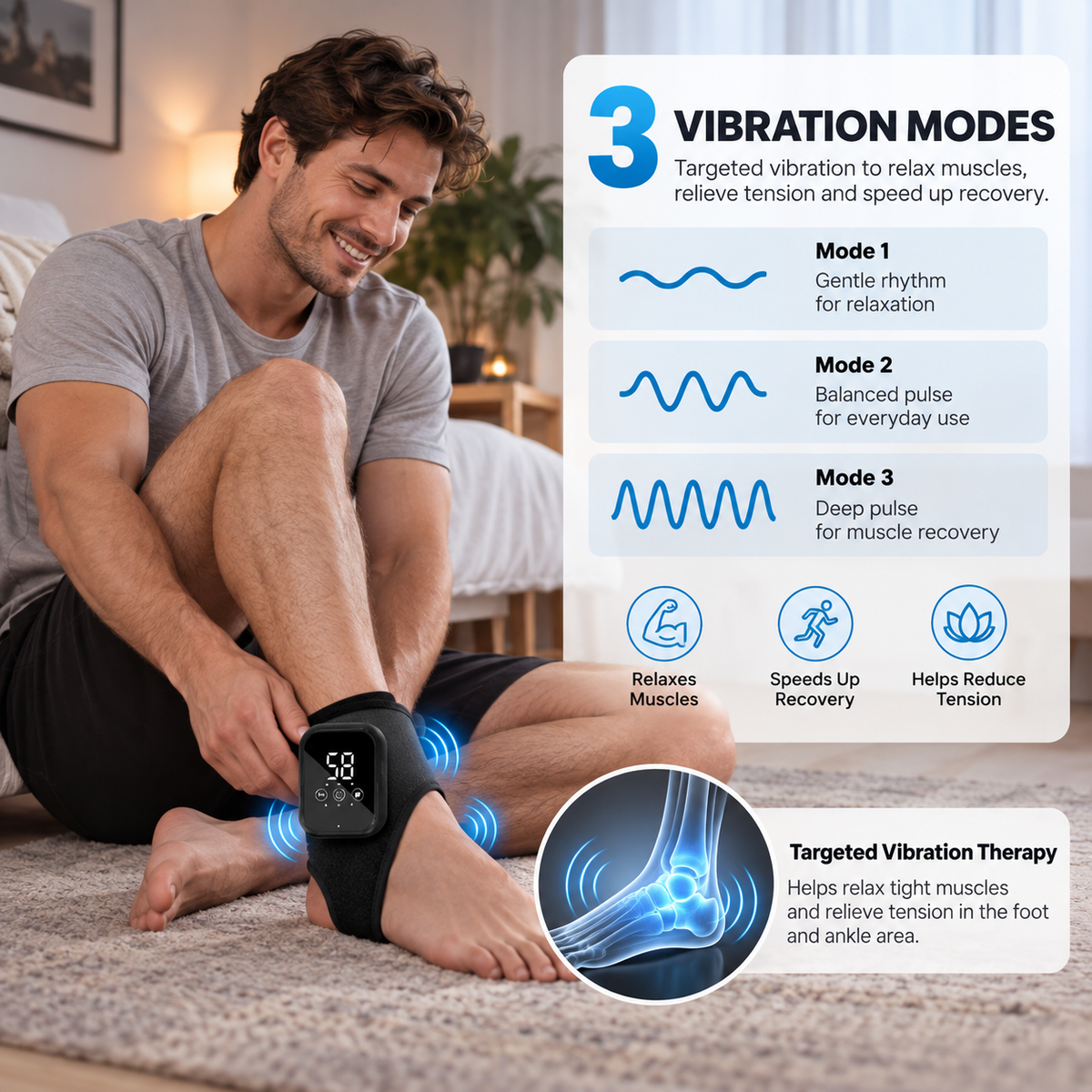 Electric Foot Heat Massager Hot Compress Vibration Health Care Ankle Massage Wrap for Joint Protection Ankle Support Brace