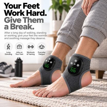 Heated Ankle Massager - 4 Heat Levels, 4 Vibration Modes & 4 Intensities