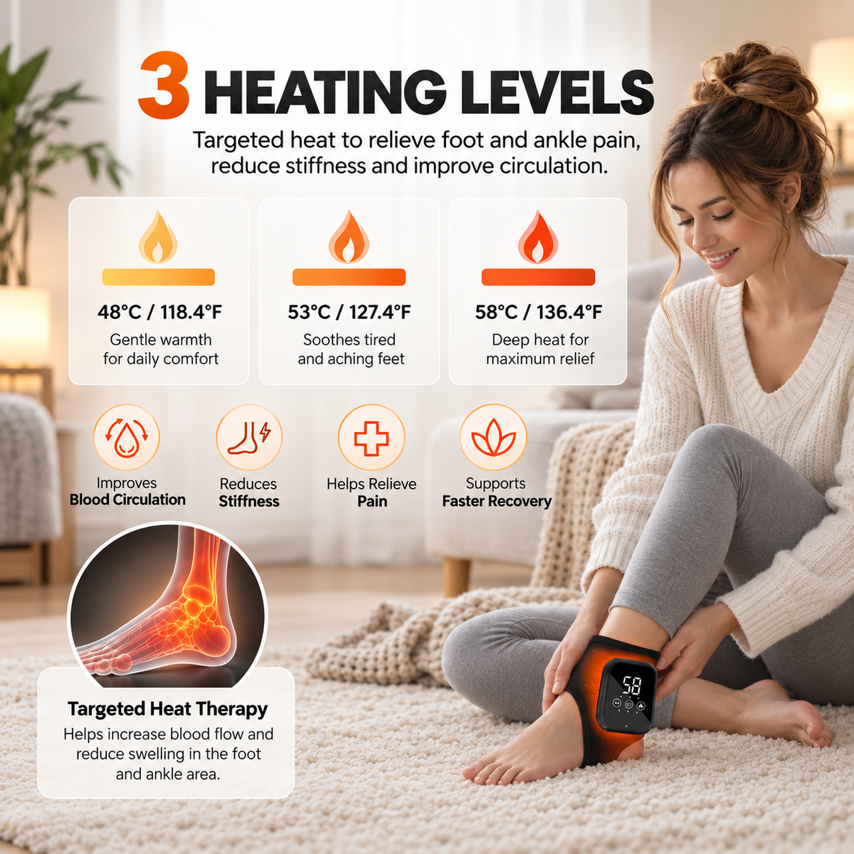 Electric Foot Heat Massager Hot Compress Vibration Health Care Ankle Massage Wrap for Joint Protection Ankle Support Brace