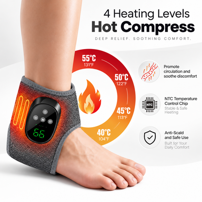 Heated Ankle Massager - 4 Heat Levels, 4 Vibration Modes & 4 Intensities