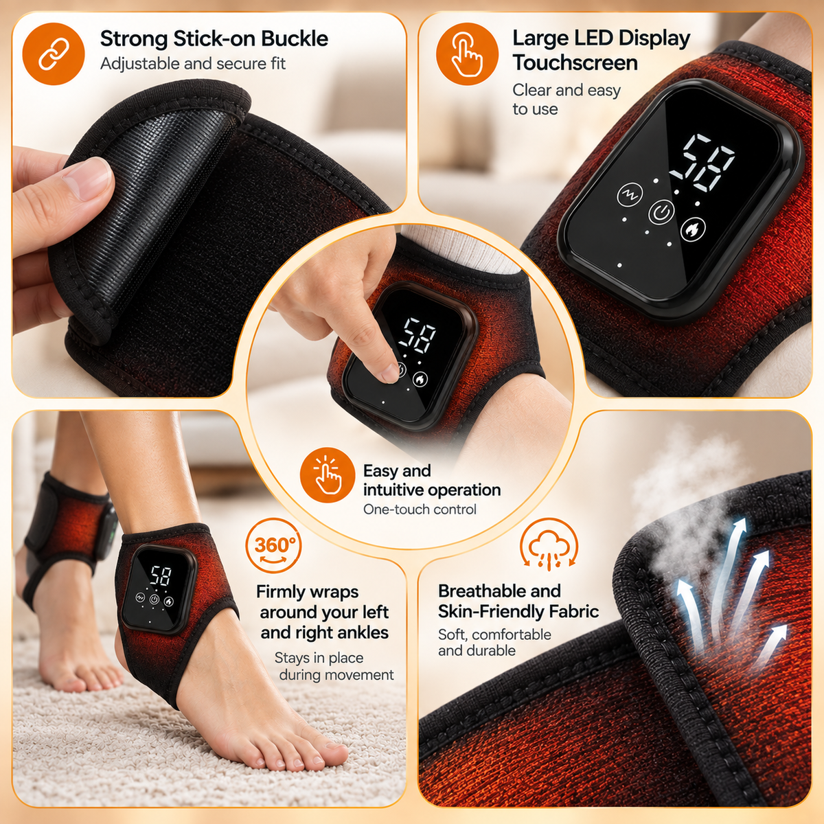 Electric Foot Heat Massager Hot Compress Vibration Health Care Ankle Massage Wrap for Joint Protection Ankle Support Brace
