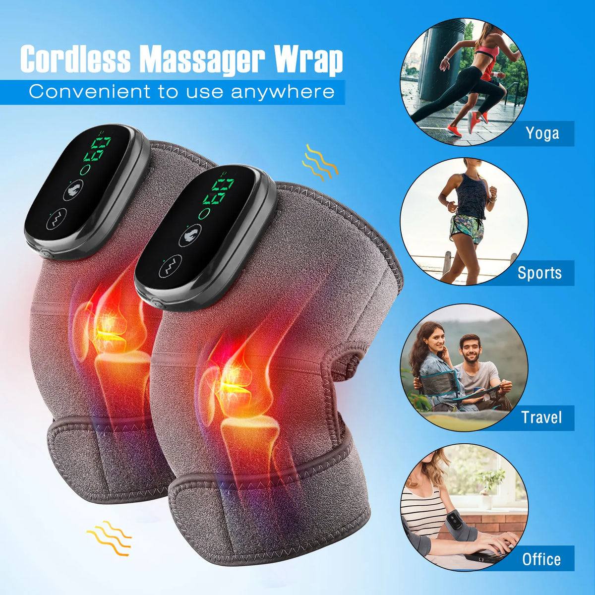 Eletric Heating Knee Massage Device Vibration Knee Pads for Shoulder Elbow Joint Warm Massage Thermal Knee Pad Blood Circulation