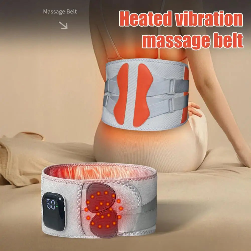 Heat Therapy Massage Belt Wrap  Heated Waist Brace Back Pain Relief Cordless Heating Pad with Massager Back Pain Relief Belt