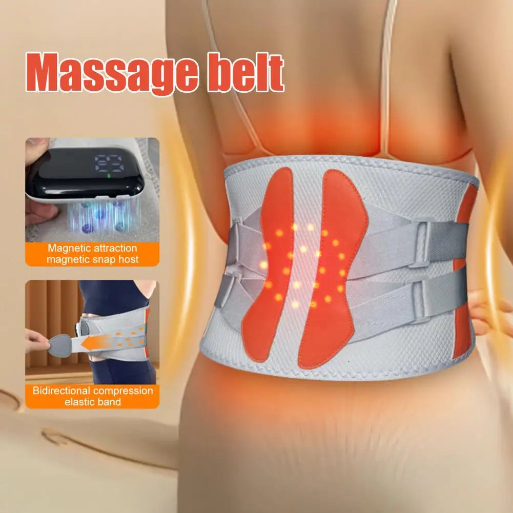 Heat Therapy Massage Belt Wrap  Heated Waist Brace Back Pain Relief Cordless Heating Pad with Massager Back Pain Relief Belt