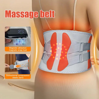 Heat Therapy Massage Belt Wrap  Heated Waist Brace Back Pain Relief Cordless Heating Pad with Massager Back Pain Relief Belt